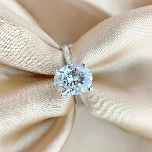 2CT 3CT Color Moissanite oval Rings for Women Lab Diamond Wedding Promise Band