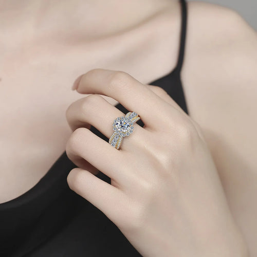 18K Real Platinum PT950 color matching moissanite real gold ring