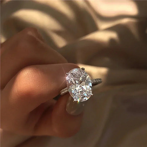 Oval Cut Full Moissanite Engagement Ring for Women S925 Silver1/2/3/4Carat Hidden Halo Diamond Wedding Rings with Certificates