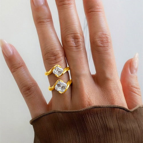 2ct Asscher Cut Moissanite ring 18k Gold plated for Women Asscher Cut