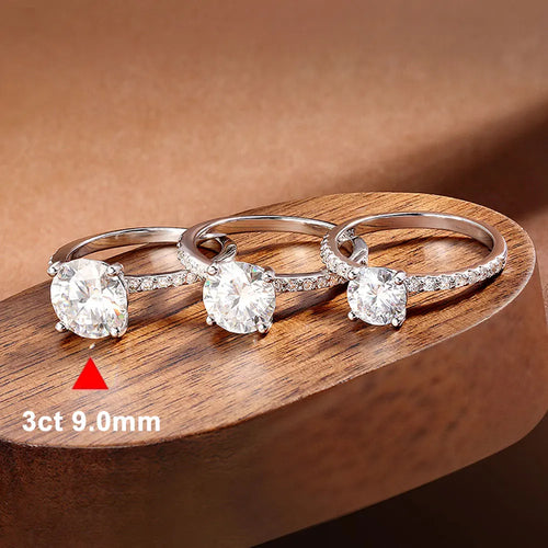 3ct Round Moissanite Ring 18K White Gold Plated