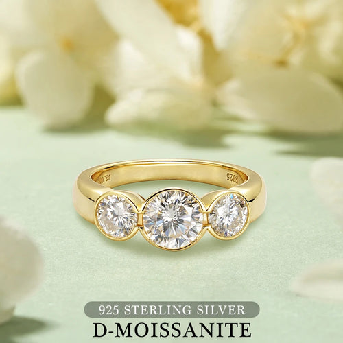 5MM for Women 3 Stones Wedding Band Rings Engagement Ring Round cut