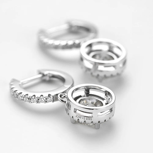 925 Sterling Silver Round Bag Pendant Earrings Plated 18k Fine