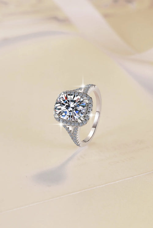 Moissanite 4 Carat PT950 Platinum Cushion-Cut Women's Ring