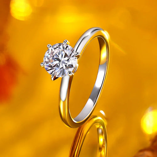 1CT Moissanite Solitaire Ring 925 Sterling Silver Lab Diamond Engagement Rings