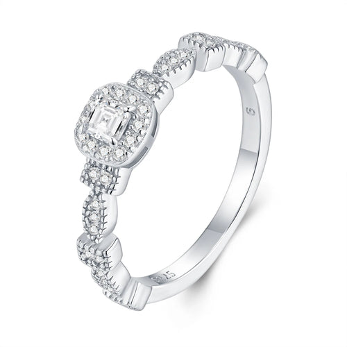 S925 Sterling Silver Cushion Cut Moissanite Ring for Women