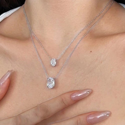 1/2/3Carat Oval Cut Moissanite Pendant Necklace