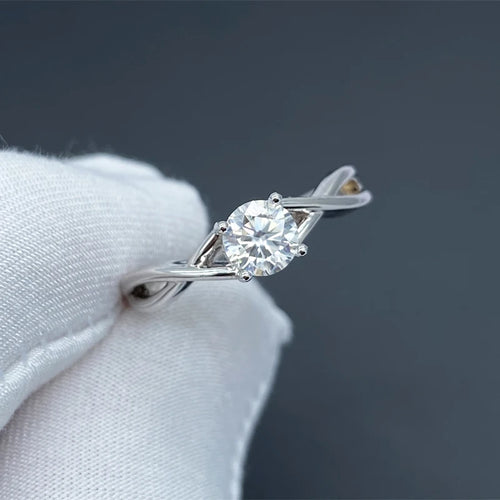 Moissanite Amethyst Silver Ring Blue Sapphire Ring Silver
