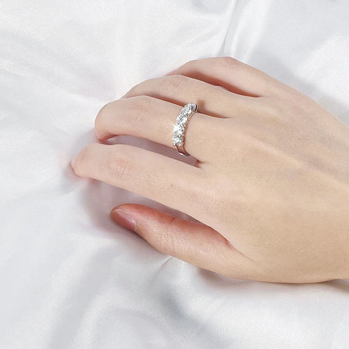 0.5CT Stone Match Round Diamond Wedding Band Bride S925 Sterling Silver GRA