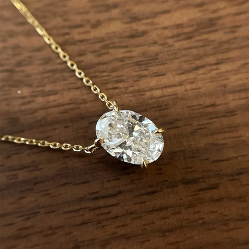 1/2/3Carat Oval Cut Moissanite Pendant Necklace