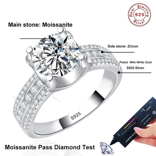 3ct 5ct D VVS1 Moissanite Round Wedding Ring For Women