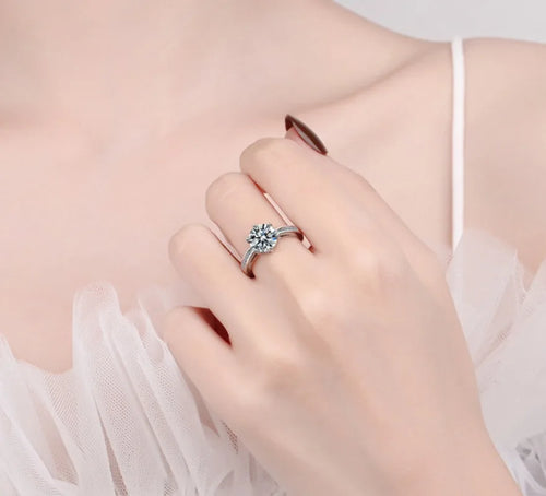 2CT Moissanite 925 Sterling Silver Ring Luxury for Women Engagement