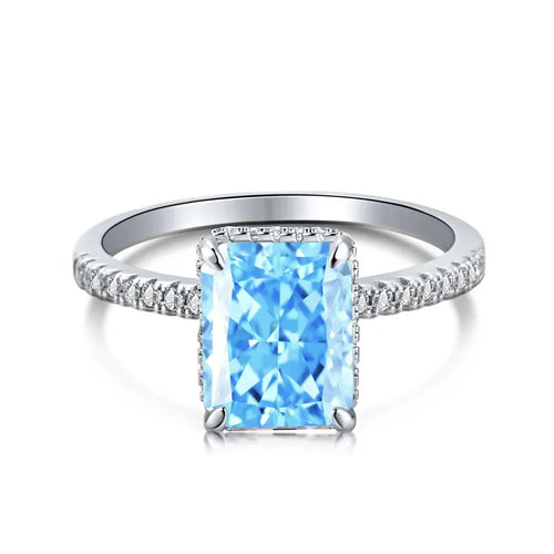 Radiant Cut Moissanite Diamond Ring 100% Real 925 sterling Silver Engagement Wedding .