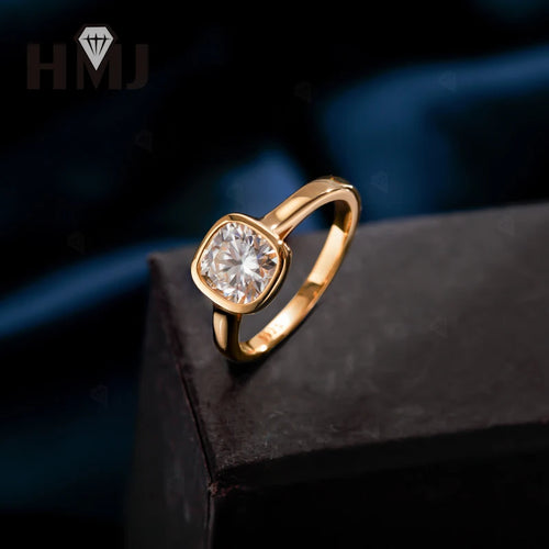 2CT Moissanite Ring Cushion Cut for Women 925 Sterling Silver Proposal Engagement Ring