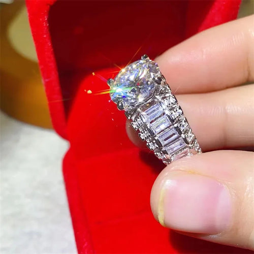 5ct D Color Moissanite Diamond Ring 925 Sterling Silver Party Wedding Band Rings
