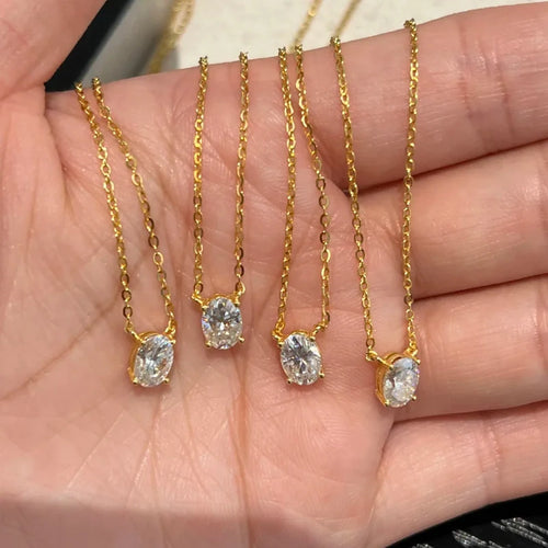1/2/3Carat Oval Cut Moissanite Pendant Necklace