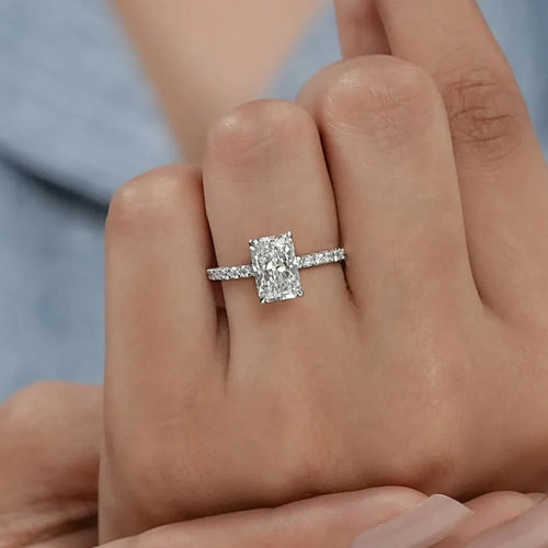 1-4CT Radiant Cut Moissanite Engagement Ring For Women