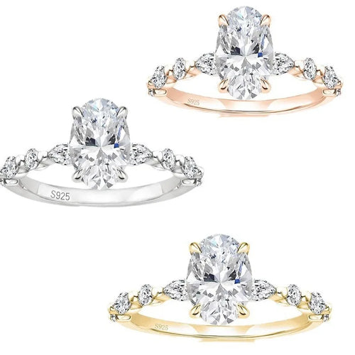 TY 3ct Oval Cut Moissanite Engagement Rings for Women