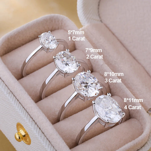 1-4CT Oval Cut Moissanite Rings for Women Sparkling Diamond