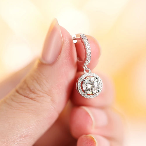 925 Sterling Silver Round Bag Pendant Earrings Plated 18k Fine