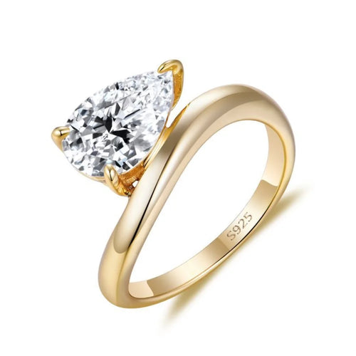 925 Sterling Silver Certified Ring 3ct Pear Cut D VVS1 Diamond Jewelry