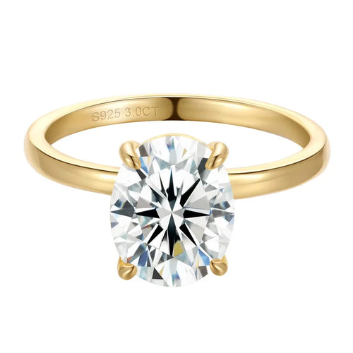 3ct Oval Moissanite Diamond Rings Women Sterling Silver Engagement Wedding