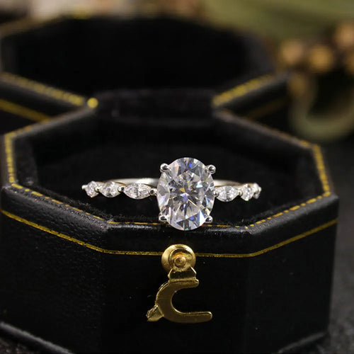 2ct Oval Cut Moissanite Engagement Rings for Women