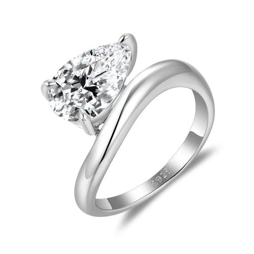 925 Sterling Silver Certified Ring 3ct Pear Cut D VVS1 Diamond Jewelry
