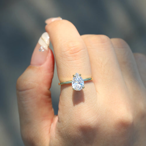 925 Sterling Silver 1ct-3ct Moissanite Engagement Ring for Woman pear cut