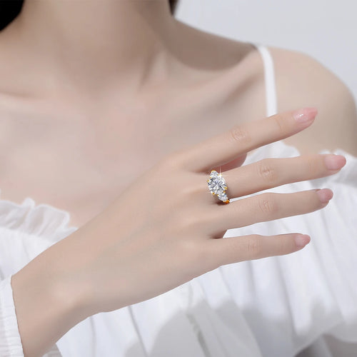 5ct Cushion Cut 3 Stone Moissanite Ring
