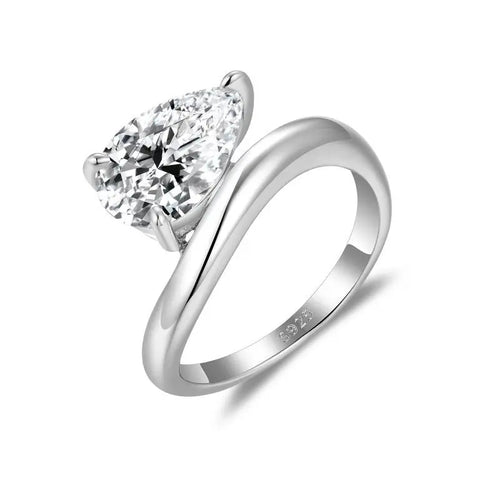 925 Sterling Silver Certified Ring 3ct Pear Cut D VVS1 Diamond Jewelry