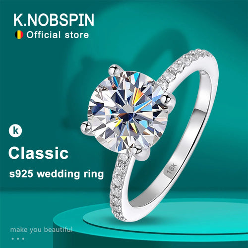 3ct Round Moissanite Ring 18K White Gold Plated