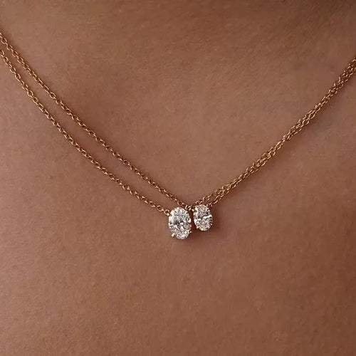 1/2/3Carat Oval Cut Moissanite Pendant Necklace