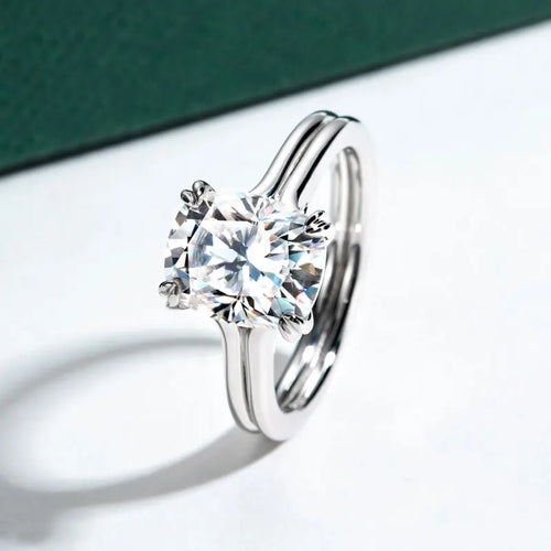 4.0ct Cushion Cut Moissanite Engagement Rings For Women