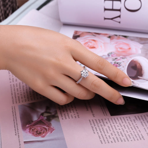 0.5ct 1ct 1.5ct 2ct 3ct Round S925 Sterling Silver Wedding Engagement Ring