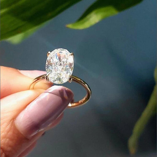 Oval Cut 925 Sterling Silver 1-3ct Moissanite Engagement Solitaire Ring