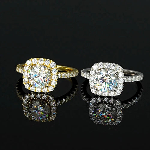 2CT D Color Moissanite Ring s925 Sterling Silver Brilliant Diamond Emerald