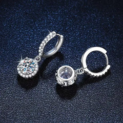 925 Sterling Silver 1 Carat Moissanite Round Earrings for Women Luxury Evening Style