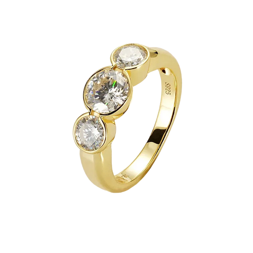 5MM for Women 3 Stones Wedding Band Rings Engagement Ring Round cut