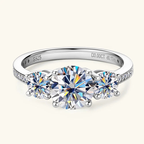 3.0CT D Color Moissanite Rings Women Jewelry Certified Round cut
