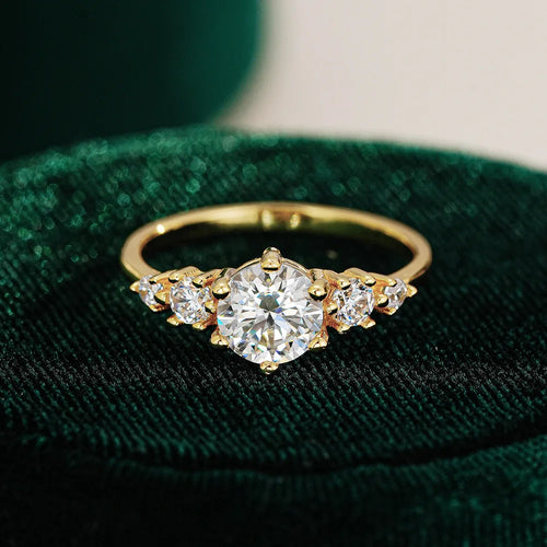 24K real gold ring moissanite Wedding Jewelry