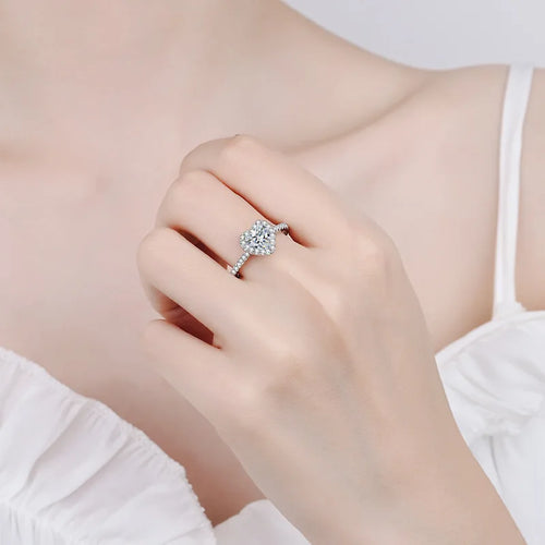 6.5mm Heart Shape Moissanite Ring Sterling Silver