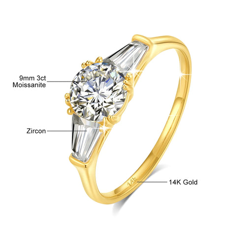 1ct 2ct 3ct Round cut Women Luxury K Gold Jewelry For Wedding Gifts