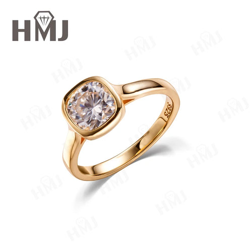 2CT Moissanite Ring Cushion Cut for Women 925 Sterling Silver Proposal Engagement Ring