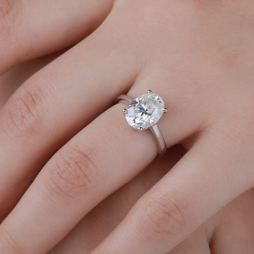 1-4CT Oval Cut Moissanite Rings for Women Sparkling Diamond