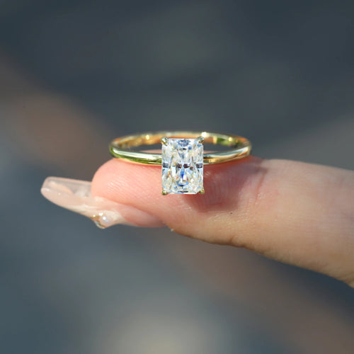 Natural Radiant Cut 1-3ct Moissanite Engagement Solitaire Ring 925 Sterling Silver for Woman Gold Plated Anniversary Gifts