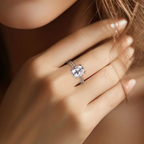 4.0ct Cushion Cut Moissanite Engagement Rings For Women