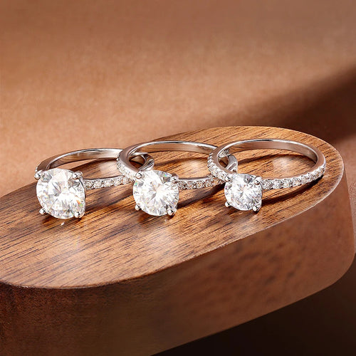 3ct Round Moissanite Ring 18K White Gold Plated