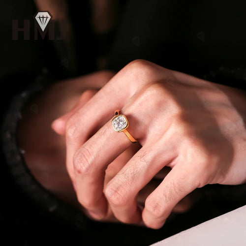 2CT Moissanite Ring Cushion Cut for Women 925 Sterling Silver Proposal Engagement Ring