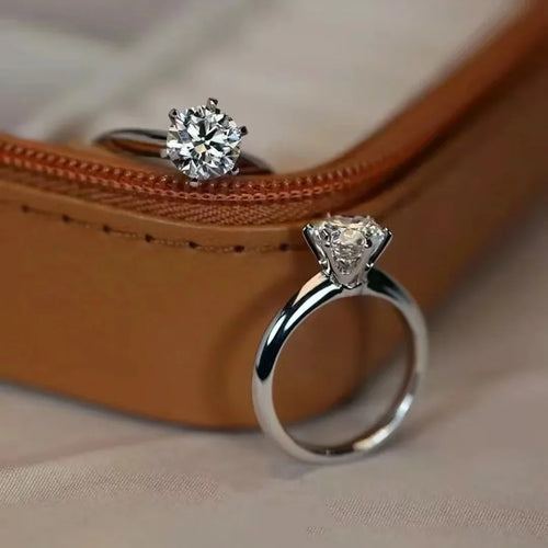 1 Carat Ring 925 Sterling Silver Wedding Rings For Women